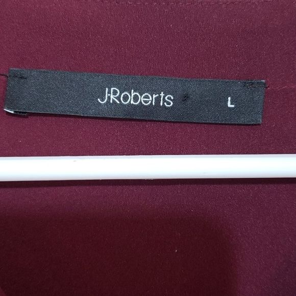 JRoberts polyester deep purple,  bell sleeves, tie up front, tunic,  sz L - Picture 5 of 6